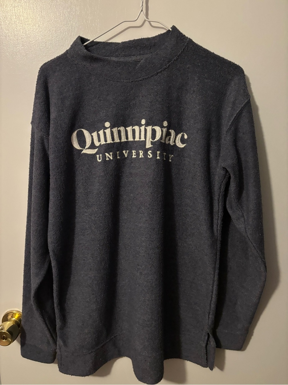 Coastal New England Terry Cloth Collegiate Crewneck Sweater Women’s Medium